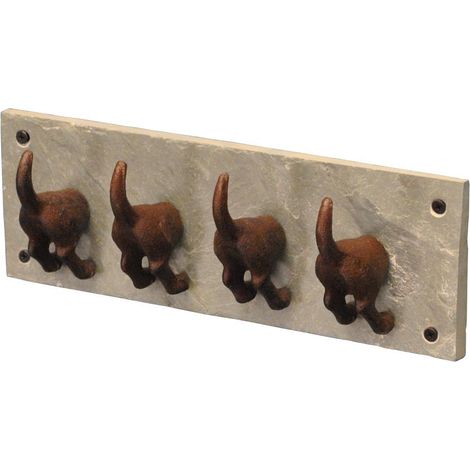Cast Iron and Slate Dog Tail Wall Hooks (1/5)