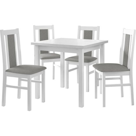 Conjunto de comedor Victorville 310, Blanco, 78x80x80cm, Diámetro: 0, Número de asientos: 4, Estilo: Contemporary