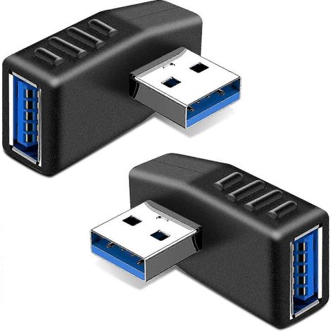2 adaptateurs USB 3.0 coudés, connecteurs USB coudés (1/4)