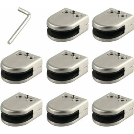 Pince De Verre 8 PCS 8-12mm En Acier Inoxydable 304 Clip En Verre Pince Support Dos Plat Finition Chromig pour Balustrade (1/5)