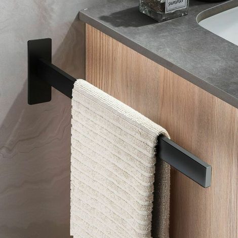 Porte-serviettes sans perçage Porte-serviettes Porte-serviettes mural en acier inoxydable 304 Porte-serviettes Porte-serviettes de cuisine Porte-serviettes de salle de bain Auto-adhésif-Barre simple N (1/5)