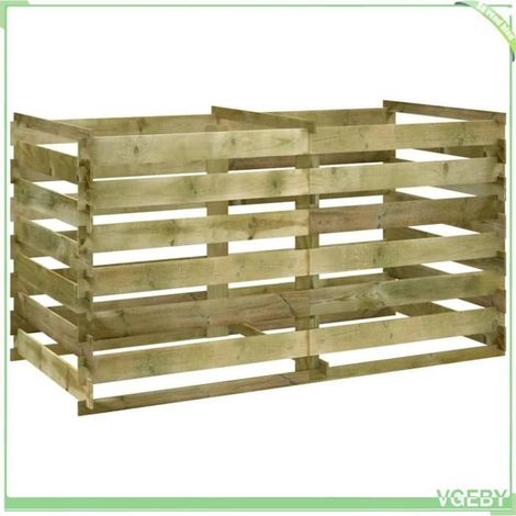 Bac de compostage en bois - FAFEICY - 42955 - à lattes - pin imprégné vert - 180x90x90 cm (1/4)