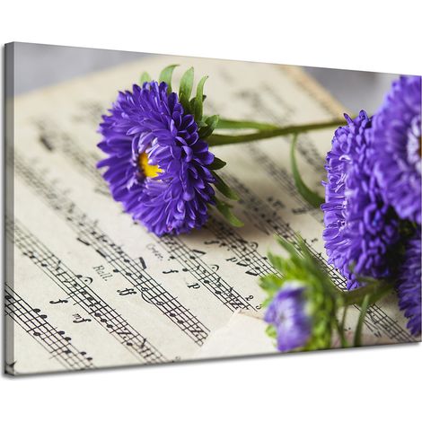 Leinwanddruck „Musikblume auf der Partitur“ 120x80