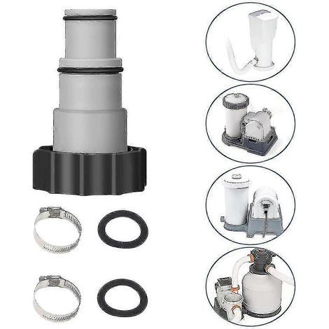 Kit d'adaptateurs pour tuyau de pompe Intex pour systèmes au sel/chlore de 2500 gph avec colliers et joints d'étanchéité (1/5)