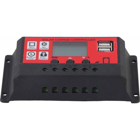 Régulateur Solaire Chargeur Panneau Solaire Batterie Intelligent Réglable avec Écran LCD 12V 24V 10A (1/5)