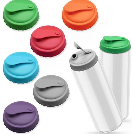 Lot de 6 couvercles en silicone pour canettes de soda, réutilisables, compatibles avec la plupart des canettes de boissons. (1/5)