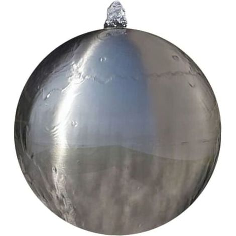 Boule de fontaine de jardin avec lumières LED, en acier inoxydable, 20 cm