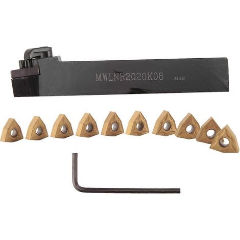 Satz Drehwerkzeughalter MWLNR2020K08 + 10 Hartmetall-Wendeschneidplatten