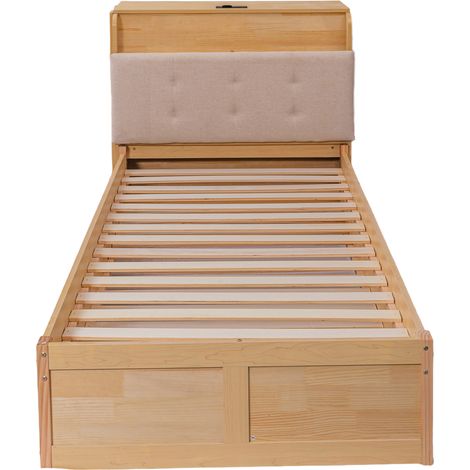 Cama 90x200 cm con cama nido, cabecero acolchado, enchufe EU y USB, HOMVRA (1/5)