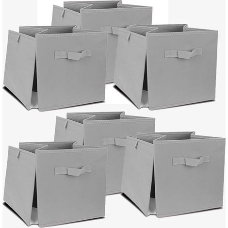 Cube de rangement pliable - JUANIO - Lot de 6 - Gris - 31x31x31 cm - Pliable (1/4)