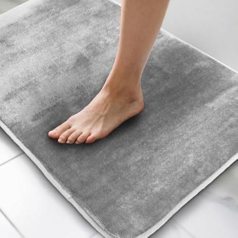 Tapis de bain antidérapant - 40 x 60 cm - Tapis de douche doux - Tapis de bain absorbant pour salle de bain, salon, chambre, cuisine, espace pour animaux (gris) (1/5)