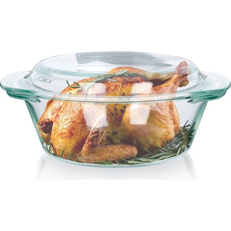 Ofenfeste Glasform mit Deckel zum Backen und für Kuchen, 1,8 l