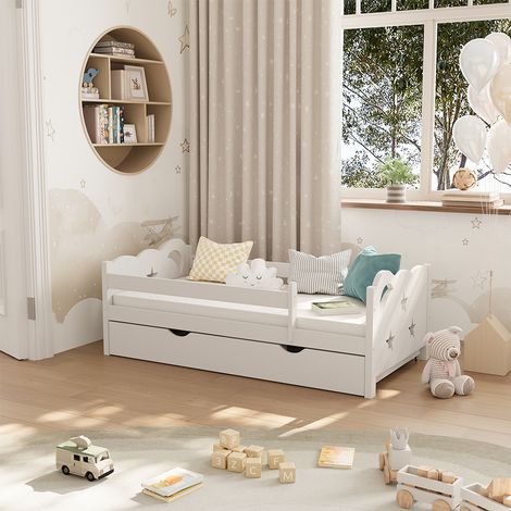 Holzbett Jessica, Weiß, 70x140 cm mit Schublade und Matratze, Vitalispa (1/5)
