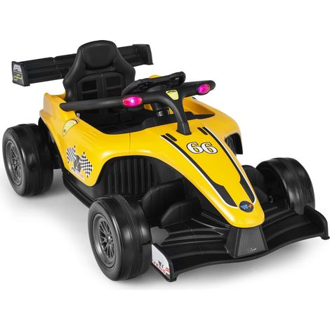Auto elettrica per bambini 12V 127,5 x 73 x 49 cm con telecomando e musica moderna plastica gialla 200018819