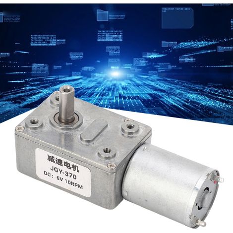 JGY-370 Gleichstrom-Getriebemotor, 12 mm Einzelwelle, selbsthemmendes reversibles Schneckengetriebe, 6 V Gleichstrom-Getriebemotor mit niedriger Drehzahl und Montagehalterung, 10 U/min. (1/5)