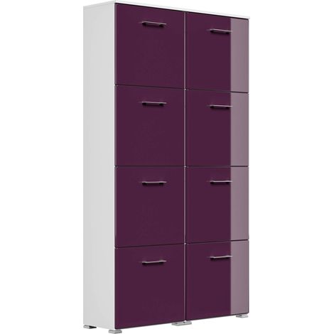Schuhschrank Emotion 8 Klappen 32 Paar 105x187 cm Weiss-Brombeer (1/5)