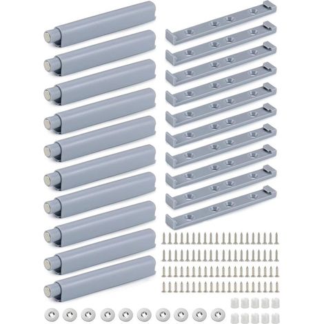 Amortisseur porte placard Push to Open gris – Système avec piston à ressort – 10 pièces pour fermeture amortie – Installation facile (1/5)