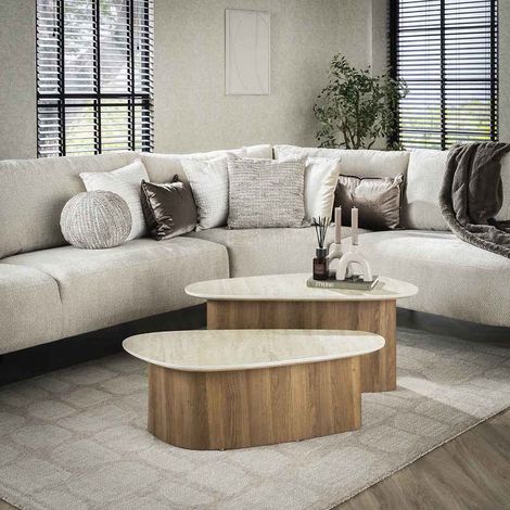 Tables basses modernes MDF et céramique Romanesco (lot de 2) (1/5)