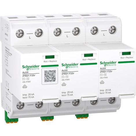 Acti9 IPRD1 F25r - Parafoudre autoprotégé - Type 1+2 - 3P (A9L1F325)