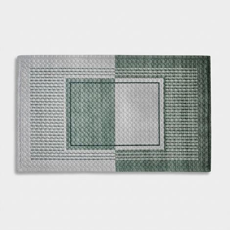Tappeto bagno in velluto trapuntato antiscivolo 60 x 110 Lario - Verde (1/2)
