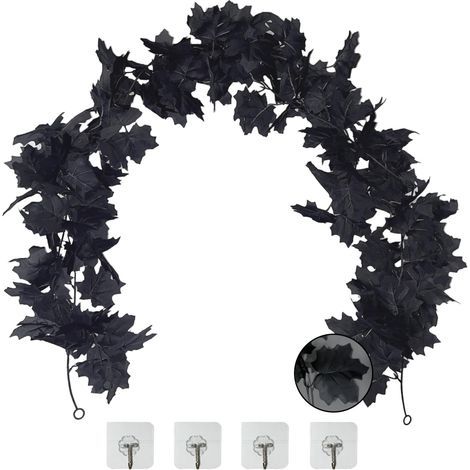 Lot de 2 Guirlande Halloween, 174 cm/Pcs Décoration Feuille Automne Artificielles Intérieur Extérieur Avec 4 Crochets Pour Cheminées, Portes, Fenêtres (1/4)