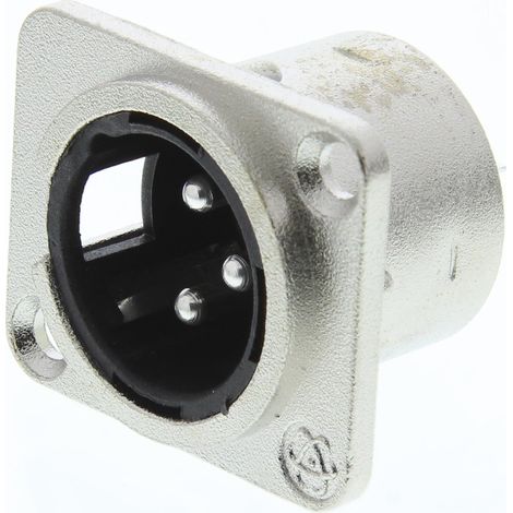 RS PRO-Connecteur XLR Mâle Droit 3 voies Montage panneau ( Prix pour 1 )