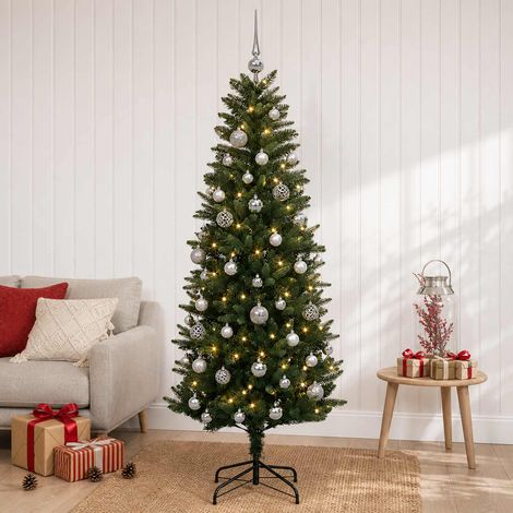 vidaXL Artificial Christmas Tree with Bauble 120 cm 150 LEDs (1/5)