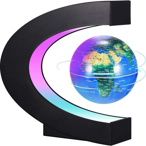 Globe Terrestre Lumineux Flottant,Globe Levitation Magnétique,Globe Terrestre Interactif avec Lumières LED pour Education Enseignement Démo Cadeau Creative et Festive Décoration de Bureau (1/5)