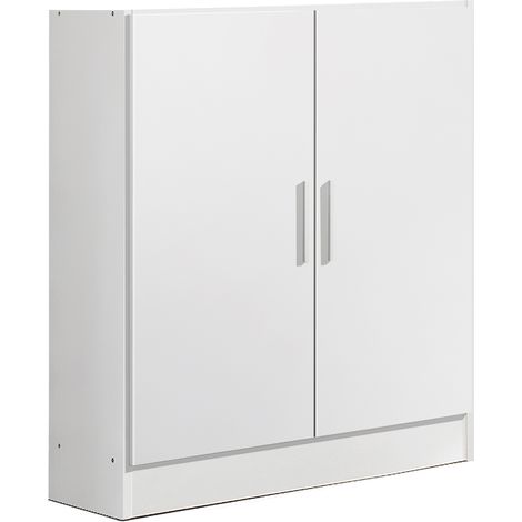 Pegane – Armoire penderie 2 portes blanc – Dimensions 82x35x90 cm – Panneaux de particules mélaminés – Fabrication espagnole