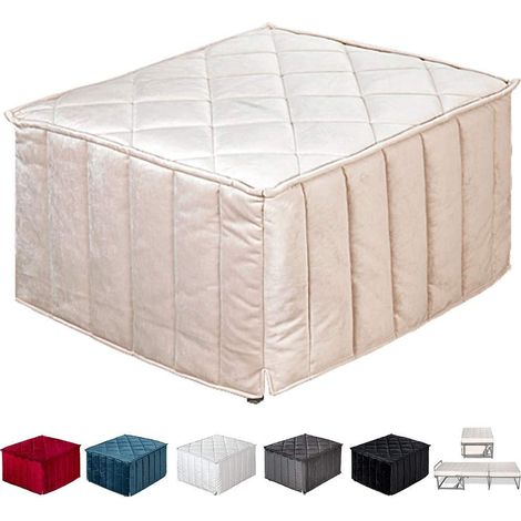 EVERGREENWEB Pouf che diventa Letto Singolo con Materasso Waterfoam alto 10 cm - "SUITE", Salvaspazio Pieghevole per Camera Cameretta Soggiorno Puff Poggiapiedi Ottomano, tessuto VELLUTO Sfoderabile, (1/5)