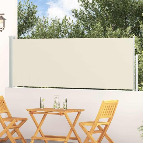 Store latéral rétractable pour terrasse et balcon en polyester blanc cassé et gris 100x300 cm - PANGIVO (1/5)