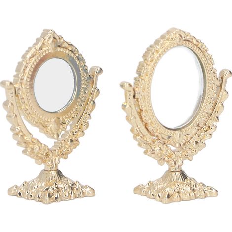 Miroir miniature vintage avec peigne, miroir de table en métal, miroir de coiffeuse miniature pour maisons de poupées à l'échelle 1:12. (1/5)