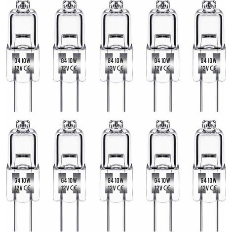 Ampoule Halogene G4, Ampoule G4 12V 10W, blanc chaud 3000K, 150LM, Intensité Variable, LampeHalogene G4, Lampe à Capsule Transparente, paquet de 10