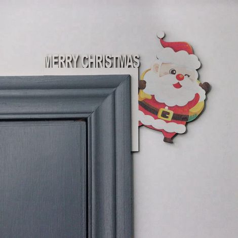 Décoration Cadre De Porte Noël - Bois Naturel - Pour Portes Fenêtres Murs Intérieurs - 2 Pièces (1/5)