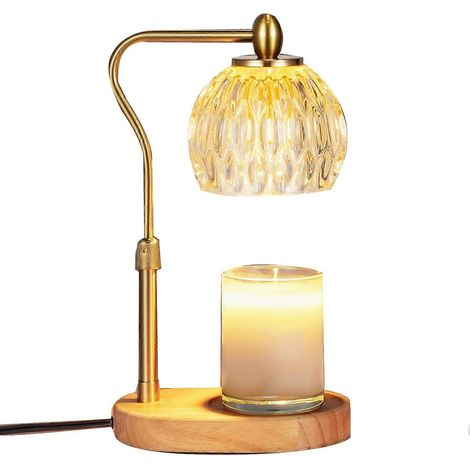 Chauffe-bougie, lampe chauffe-bougie avec minuterie et variateur, hauteur réglable, bougies parfumées, prise américaine, doré (1/5)