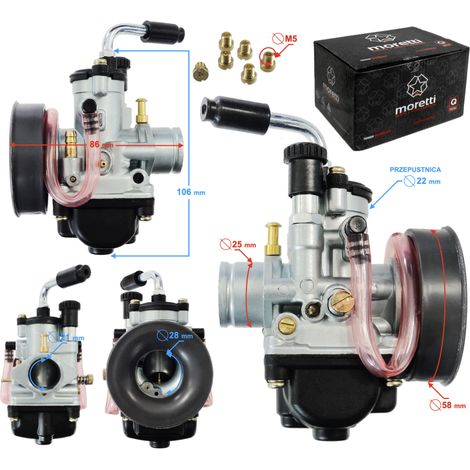 Carburador Moretti AM6, 50 cc, 2 tiempos, p.22 mm (1/4)