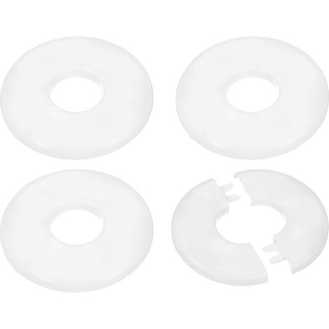 Cache Mitigeur Douche, 4pcs Écussons en ABS Garniture Robinet Douche Muraux pour 28mm, Décoration Rosace Robinet Coffrage Caches Tuyaux d'Eau Chauffage Plomberie Mural, Blanc (1/5)