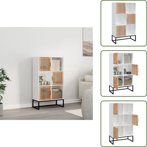 Buffet haut blanc 70x35x125 cm bois d'ingénierie - Buffet Design Scandinave - Meuble Rangement - Buffet Blanc - Buffet Moderne - Commode Rangement (1/5)