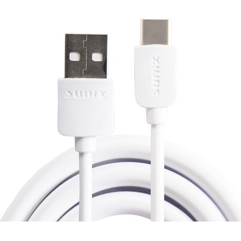 Sunix USB Typ-C 3A Datenkabel Ladekabel Smartphone Fast Charge Snyc Schnellladekabel kompatibel mit Samsung,Nokia,Huawei weiß
