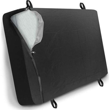 Housse Matelas Demenagement 196x145×38 cm - 4 Poignées et Fermeture Eclair - Housse de Rangement Matelas-noir (1/5)