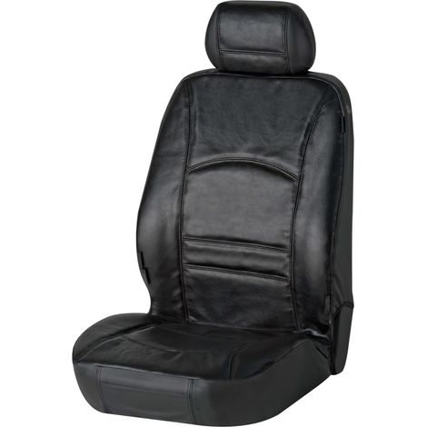 Autositzbezug Ranger aus echtem Leder, PKW-Schonbezug Einzelsitz, Leder-Sitzbezug schwarz, 1 Stück (1/5)