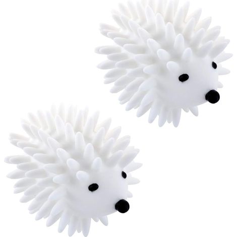 Lot de 2 boules de séchage hérisson réutilisables en forme de porc-épic pour sèche-linge, antistatiques et douces (blanches) (1/4)