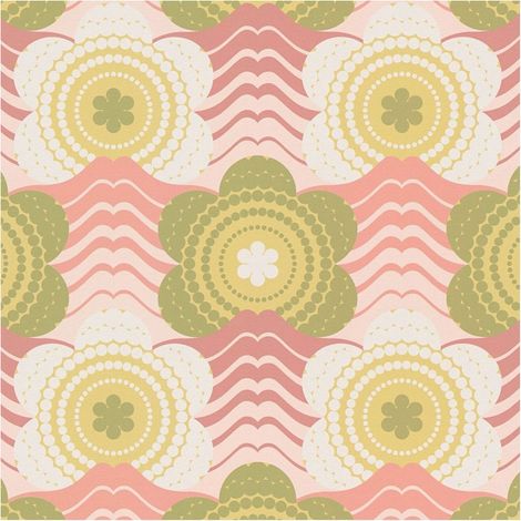 Retro wallpaper wall Profhome 395391 hot embossed non-woven wallpaper slightly textured with floral pattern matt pink antique pink olive yellow cream 4,5 m2
