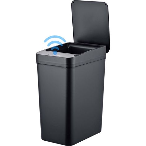 Cubo de basura de plástico negro con sensor de 9 litros para cocina. (1/5)