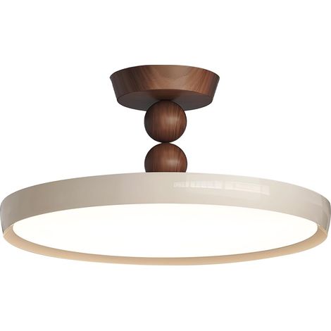 Round LED Ceiling Light with Walnut Effect Finish Diameter 50 cm – Dimmable Light with 3 Colour Temperatures 3000 K-6000 K, Modern Japanese Style for Living Room and Bedroom (1/5)