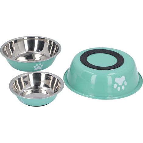 Lot de 3 gamelles en acier inoxydable avec fond antidérapant, résistant à la rouille, facile à nettoyer, pour chat et chien (1/4)