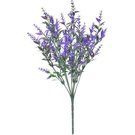 Plante fleurie artificielle,Lot de 6 Bouquets de Fleurs de Lavande artificielles pour décoration d'extérieur Résistantes aux UV Ne Se décolorent Pas Violet Plante fleurie artificielle