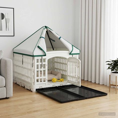 vidaXL Pannello per cani a 4 sezioni con tetto 122 x 106,5 x 82 cm (1/5)