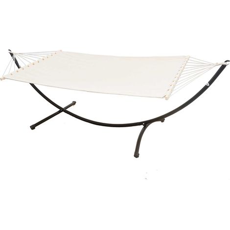 Doppel Hängematte mit Gestell 200x120 cm Garten Hängeliege Hängemattengestell (1/5)