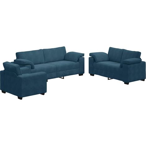 Maison Exclusive - Ensemble de canapés 3 pcs avec coussins Bleu Velours (1/5)